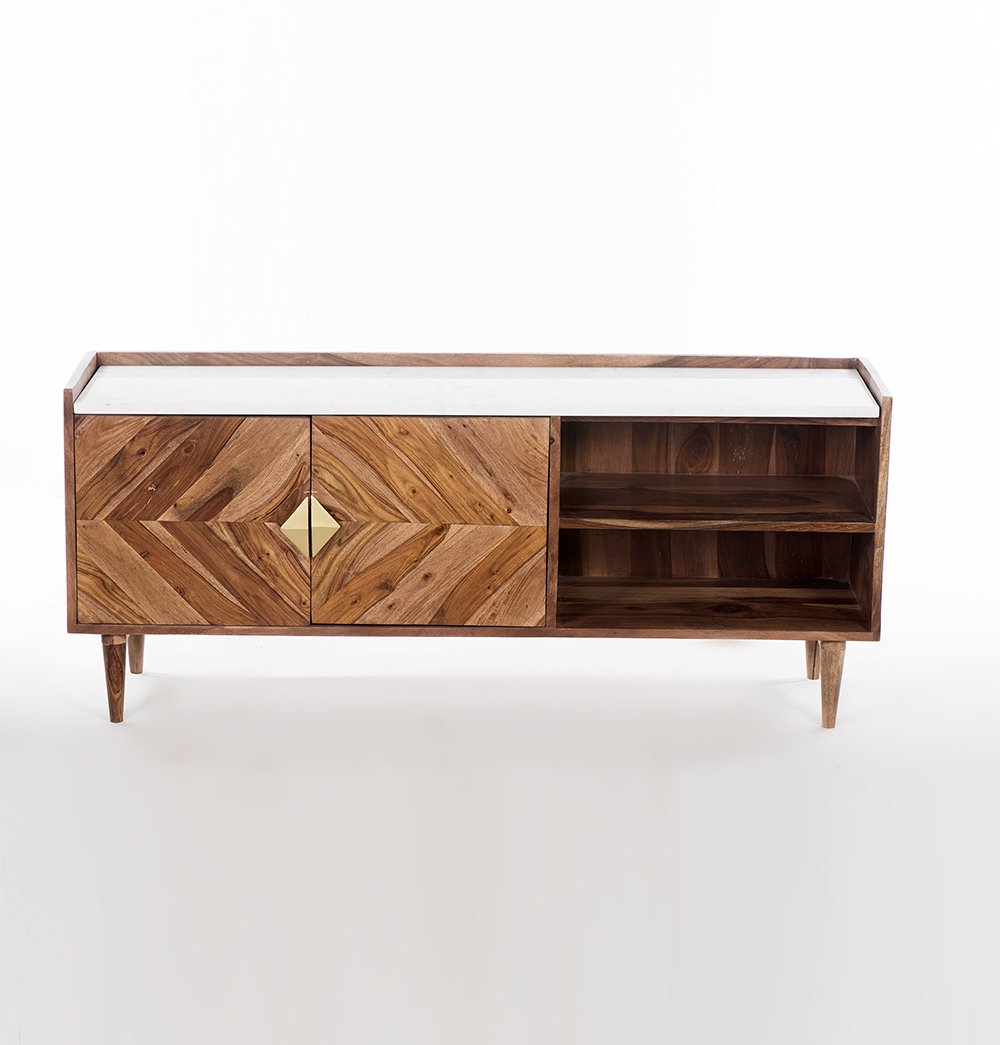 Abha - Wood & Marble TV Unit