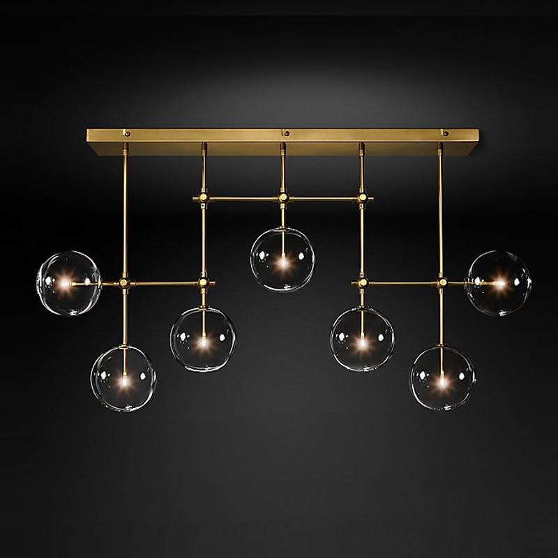 Steph Linear glass bubble lamp chandelier black/gold