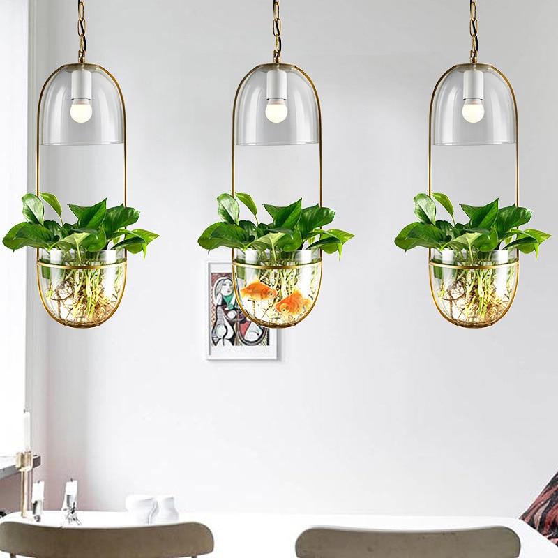 hanging light with planter Lileas