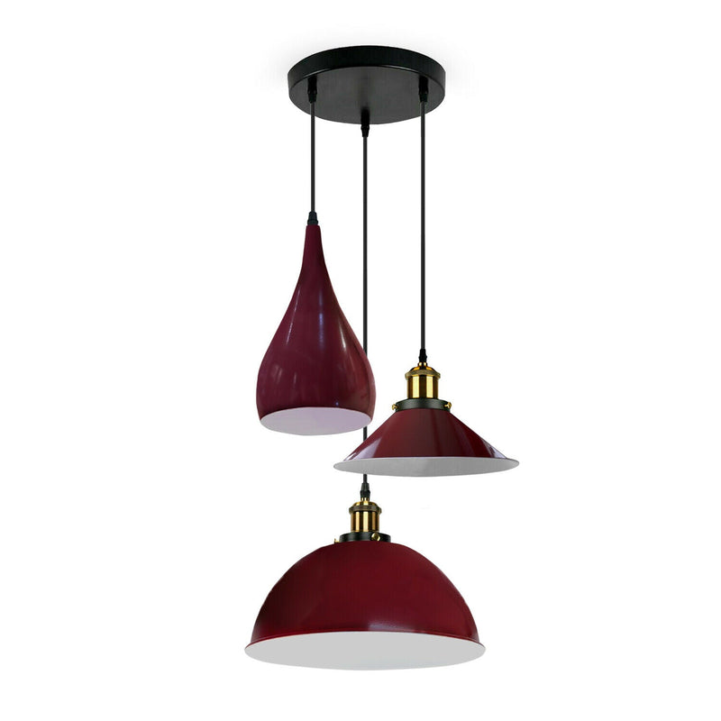 Burgundy Modern 3 Head Metal Hanging Light Shade Ceiling Pendant
