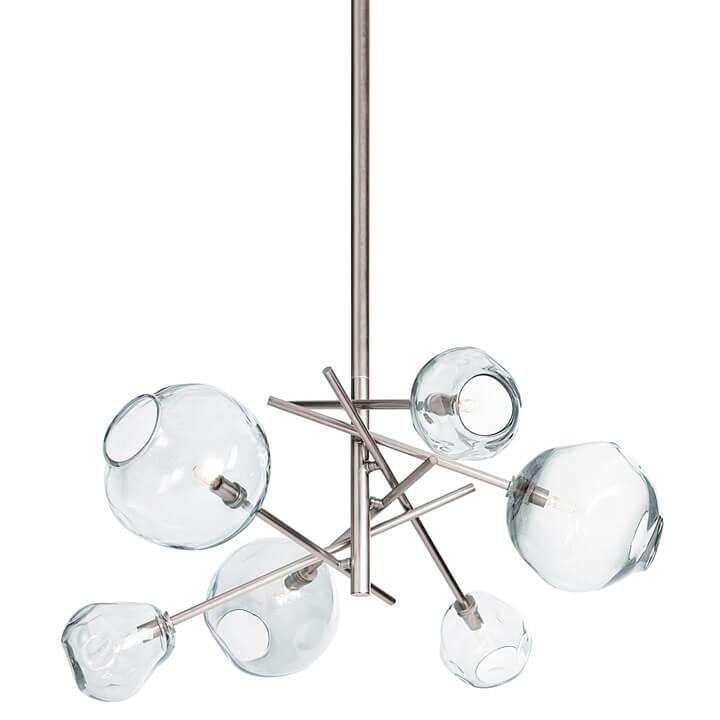 Molten Chandelier With Clear Glass (Polished Nickel)