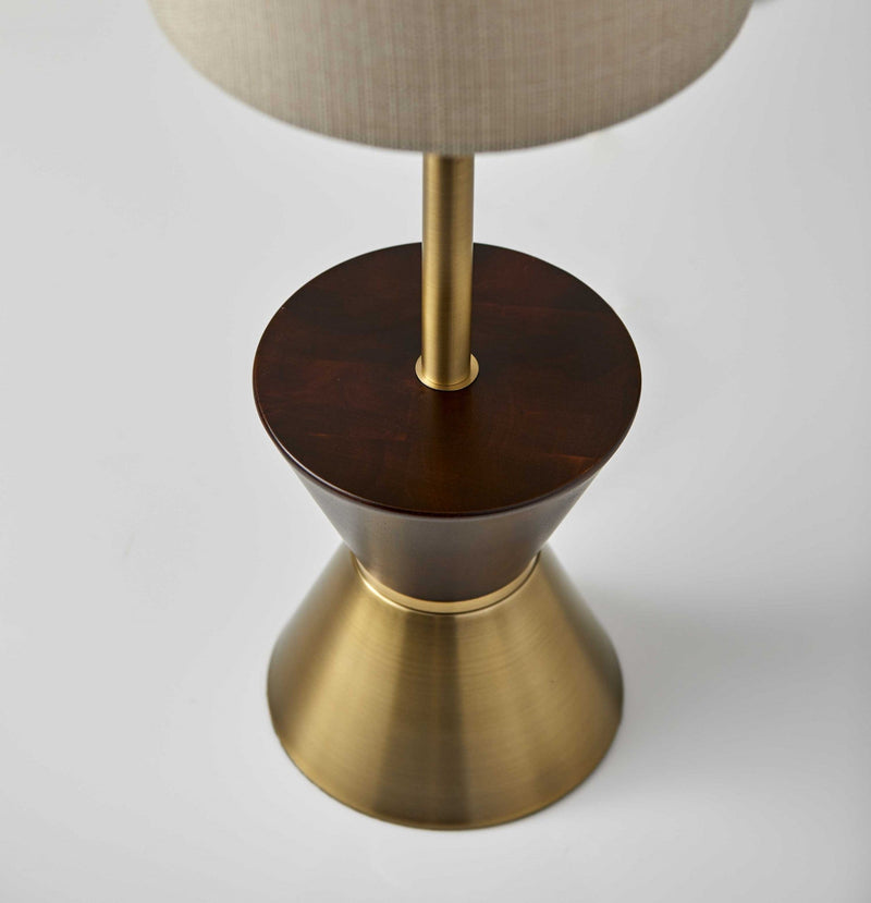 Brass Wood Metal Diabolo Table Lamp