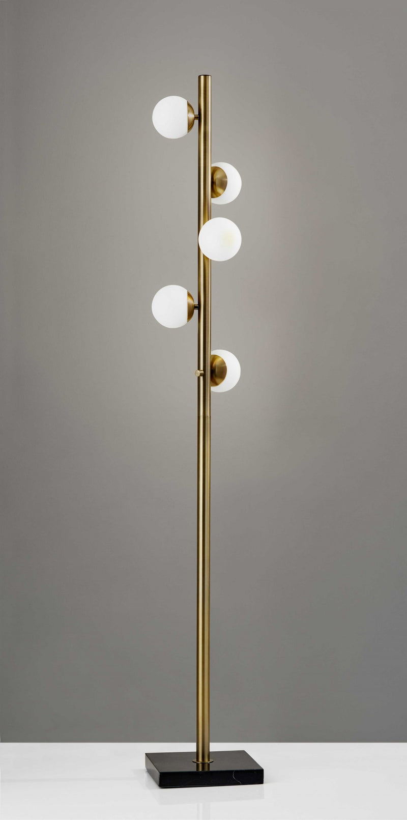 Swirled Sphere Brass Metal LED Floor Lamp