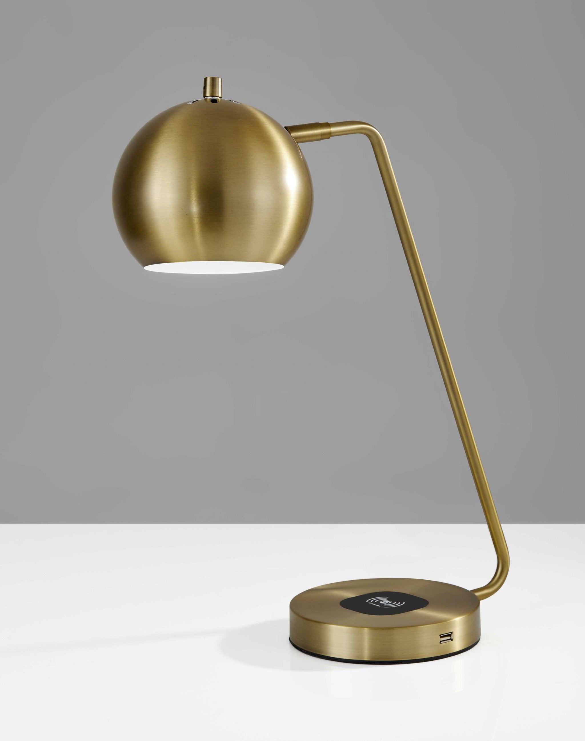 Retro Antiqued Brass Wireless Charging Station Desk Lamp