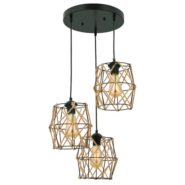 ANTE Pendant Lamp 3 Lights Black Metal