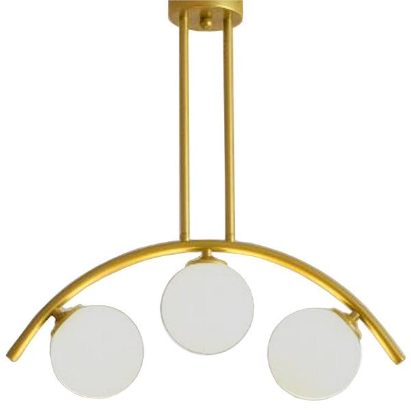 FRAL Chandelier 3 Lights Antique/White Metal/Glass
