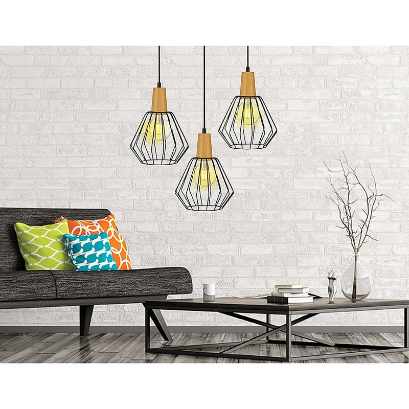 Black Wood Pendant Light Bar Lamp Kitchen Lighting Modern Ceiling