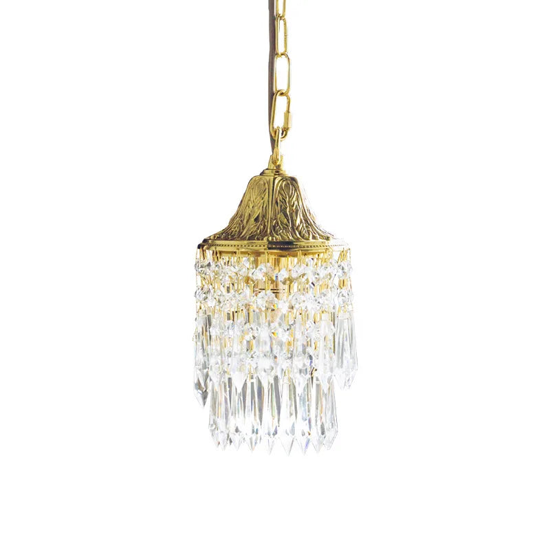 American Retro Wind Chimes Yellow Crown Crystal Chandelier French