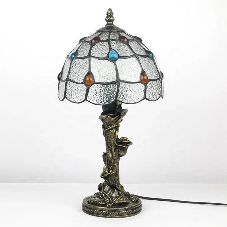 Tiffany Lamp 14 Inch Tall Stained Glass Crystal Style