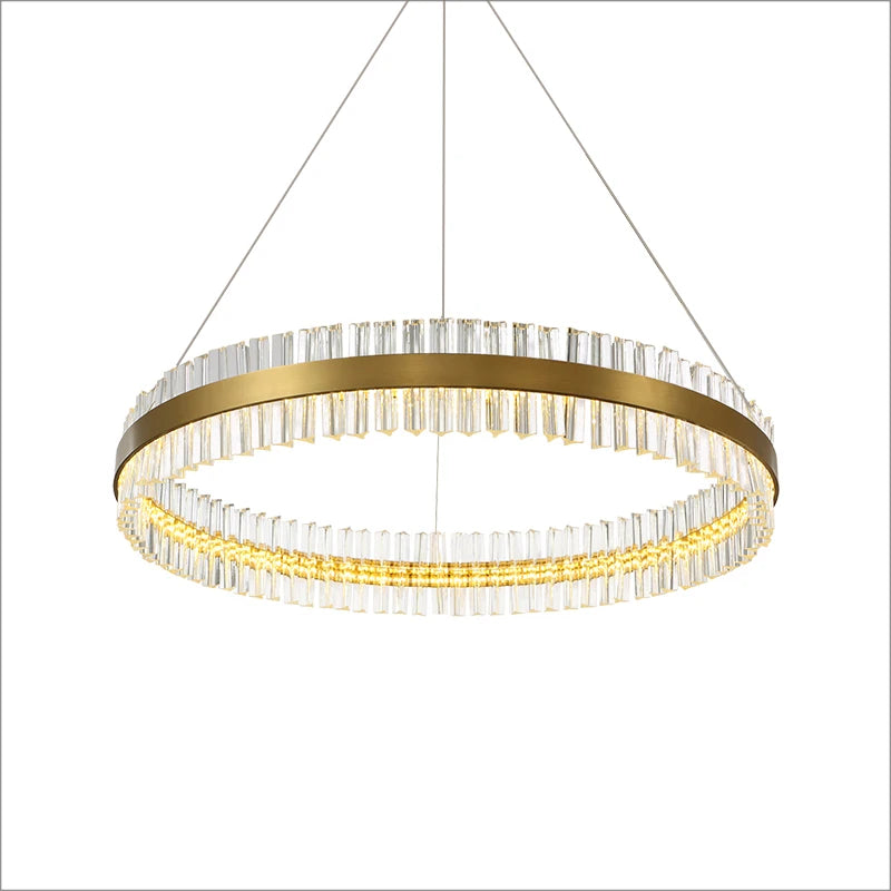 Luxury Modern Home Decorative Pendant Light Gold Round Crystal