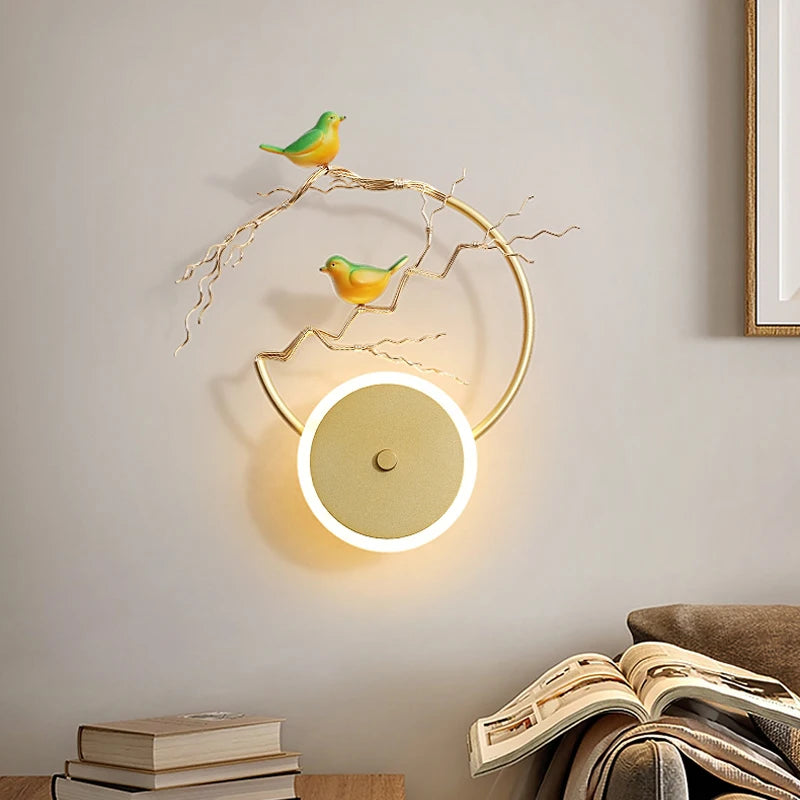 Nordic LED Bird Wall Lamp Creative Bedroom Bedside Lamps Modern Simple