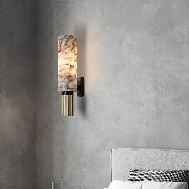 FSS Modern Chinese Marble Wall Lamp Copper Light Luxury Natural Marble