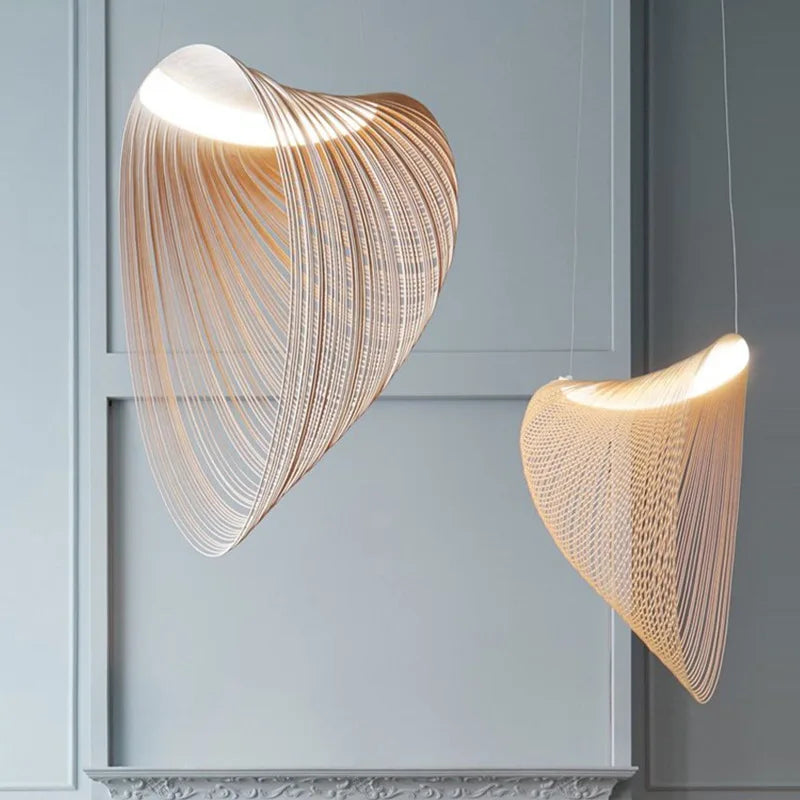Modern minimalist wood  chandelier designer indoor bedroom living room
