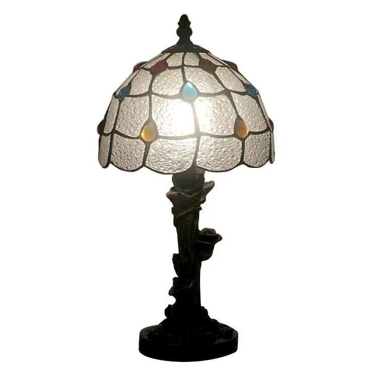 Tiffany Lamp 14 Inch Tall Stained Glass Crystal Style