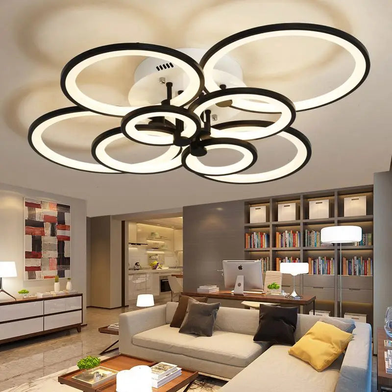 Modern simple luxury living room hotel villa ring LED lighting circle