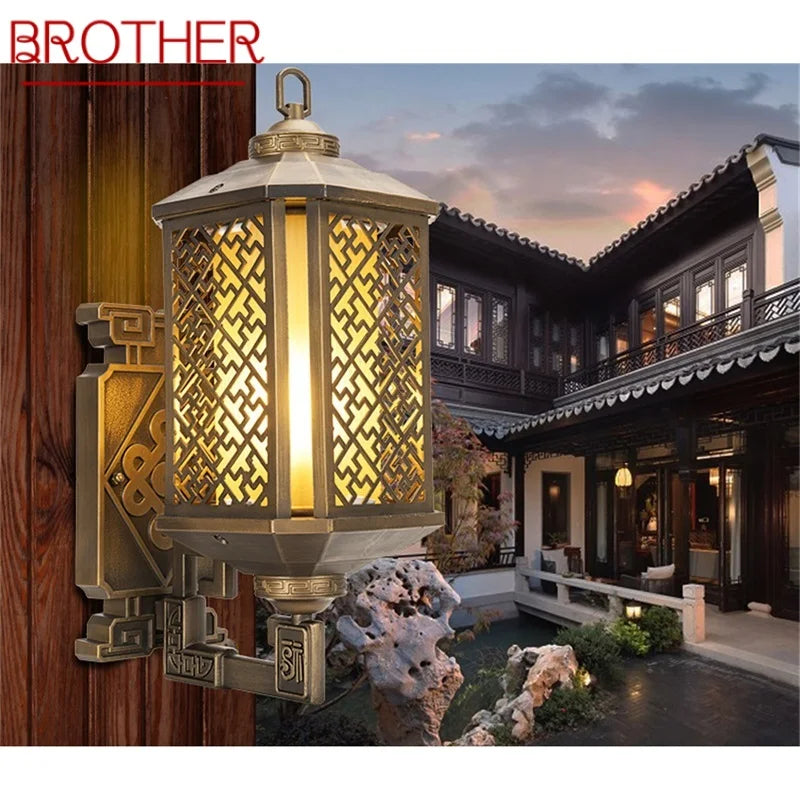 BROTHER Classical Outdoor Wall Lights Retro Bronze LED Sconces Lamp