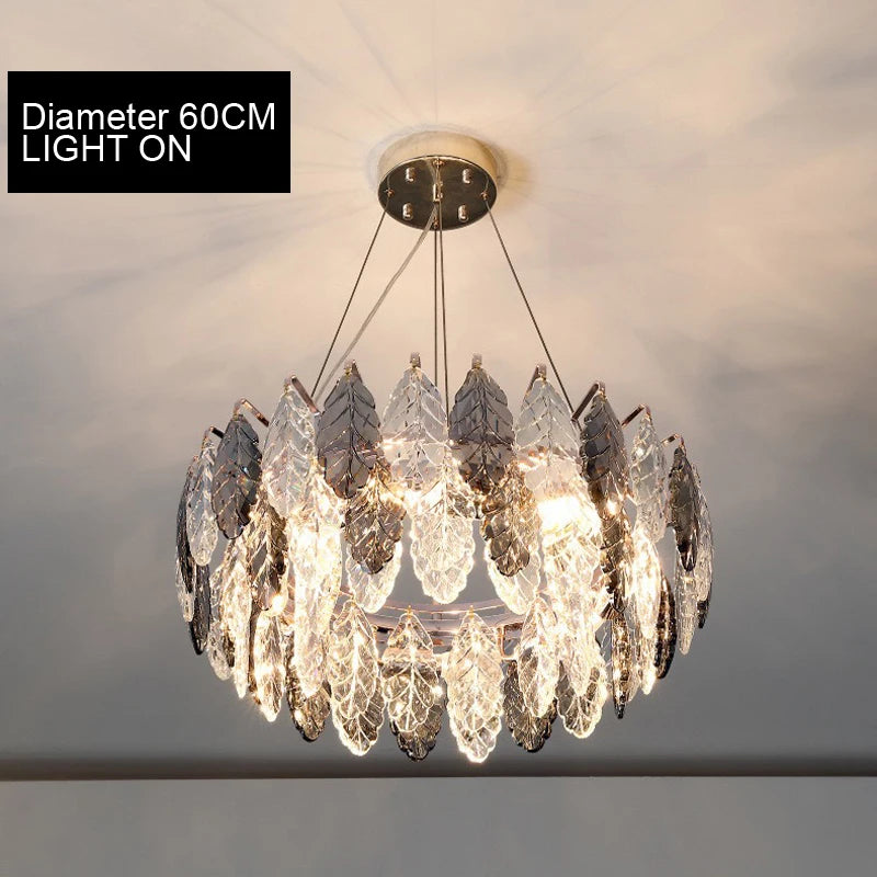 Leaf crystal LED chandelier light parlour dinning sitting room crystal