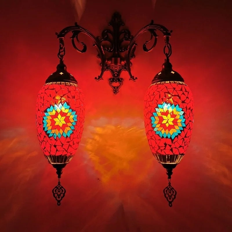 2 Heads Turkish Mosaic Wall Lamps Handmade Luminaria Applique Murale