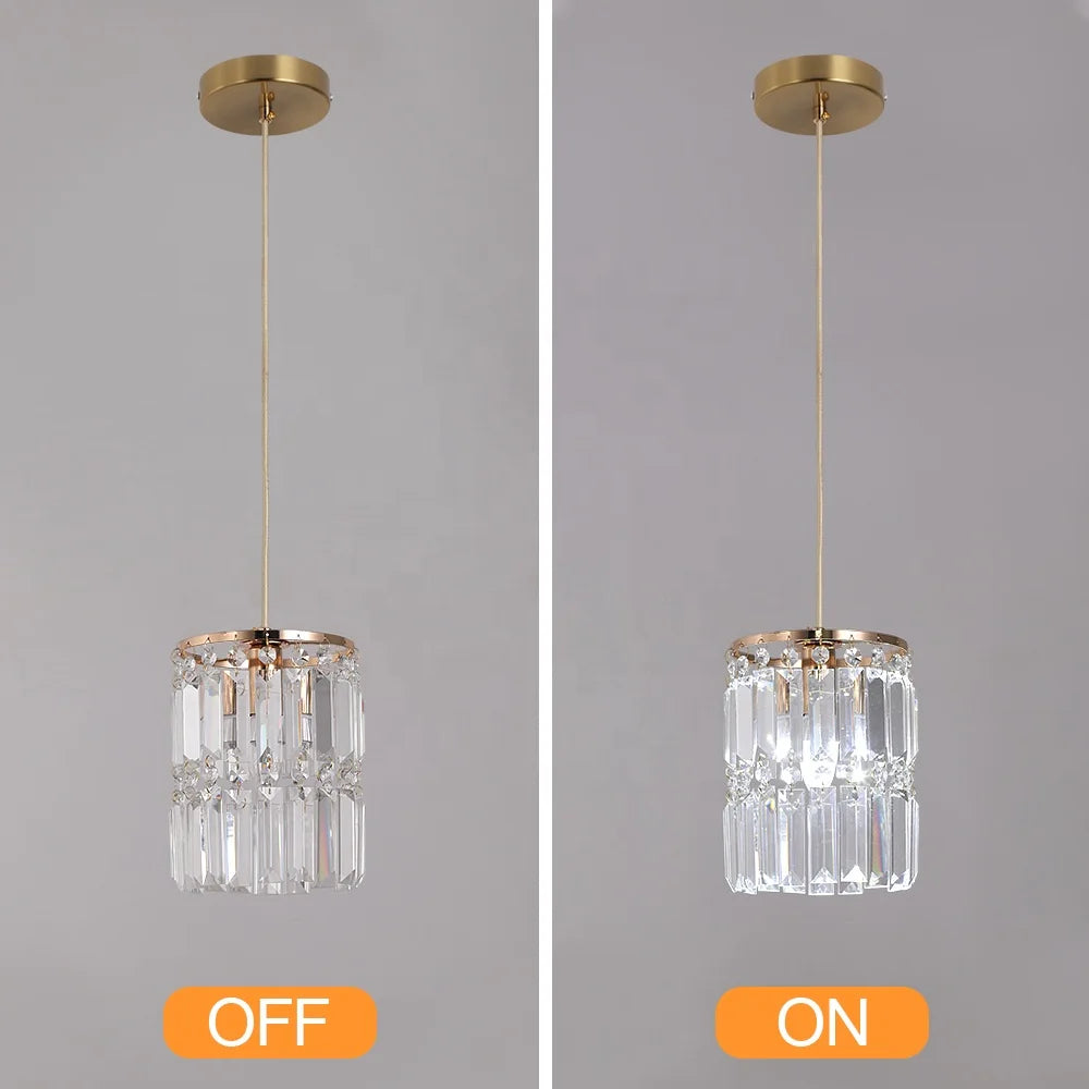 Modern Gold hanging White Clear Crystal LED Modern Single Pendant