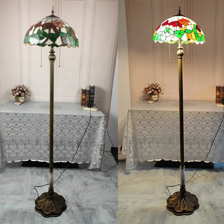 Tiffany-Style 2-Light Victorian Floor Lamp Handmade