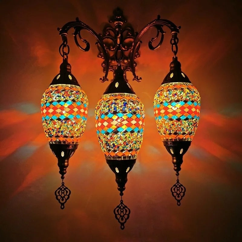 3 Heads Turkish Mosaic Wall Lamps Luminaria Applique Murale Intérieur