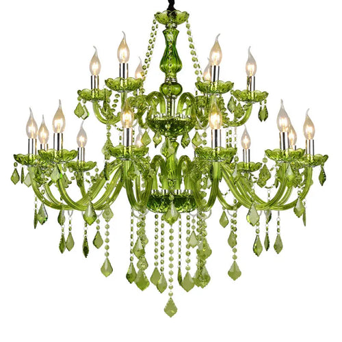 Luxury green color modern crystal ceiling pendant lighting