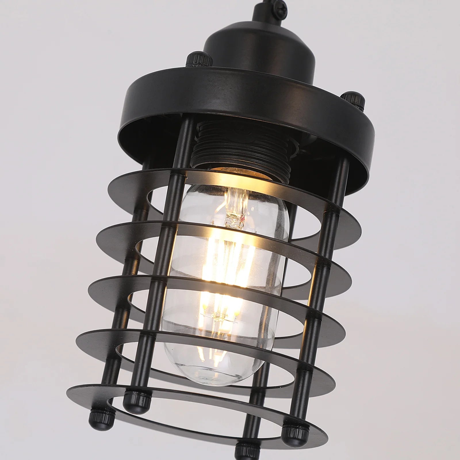 E27 Dining Table Farmhouse Metal Cage Pendant Light For Kitchen Island