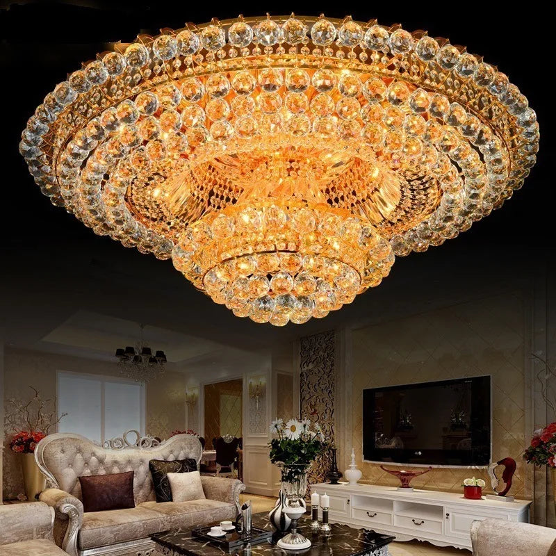 luxury gold house led crystal lights K9 crystal glass ceiling lamp