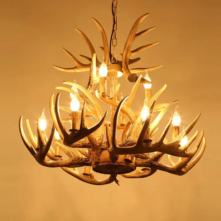 American rustic style  resin antler chandelier lighting antique