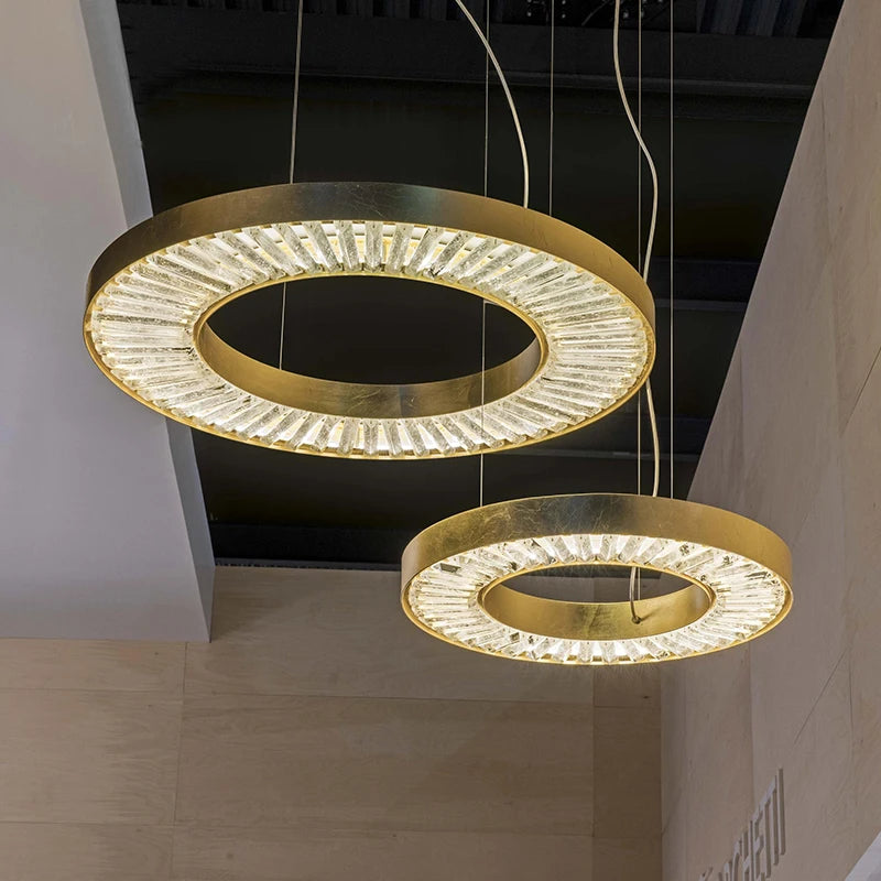 3 Rings Modern Crystal LED Chandelier Light Stainless Steel Round