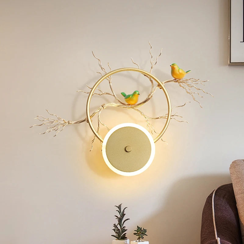 Nordic LED Bird Wall Lamp Creative Bedroom Bedside Lamps Modern Simple