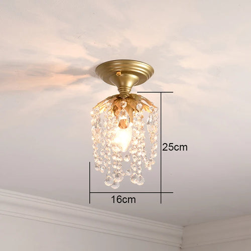 Modern Gold Crystal Small Round Ceiling Pendant Light Hanging Luxury