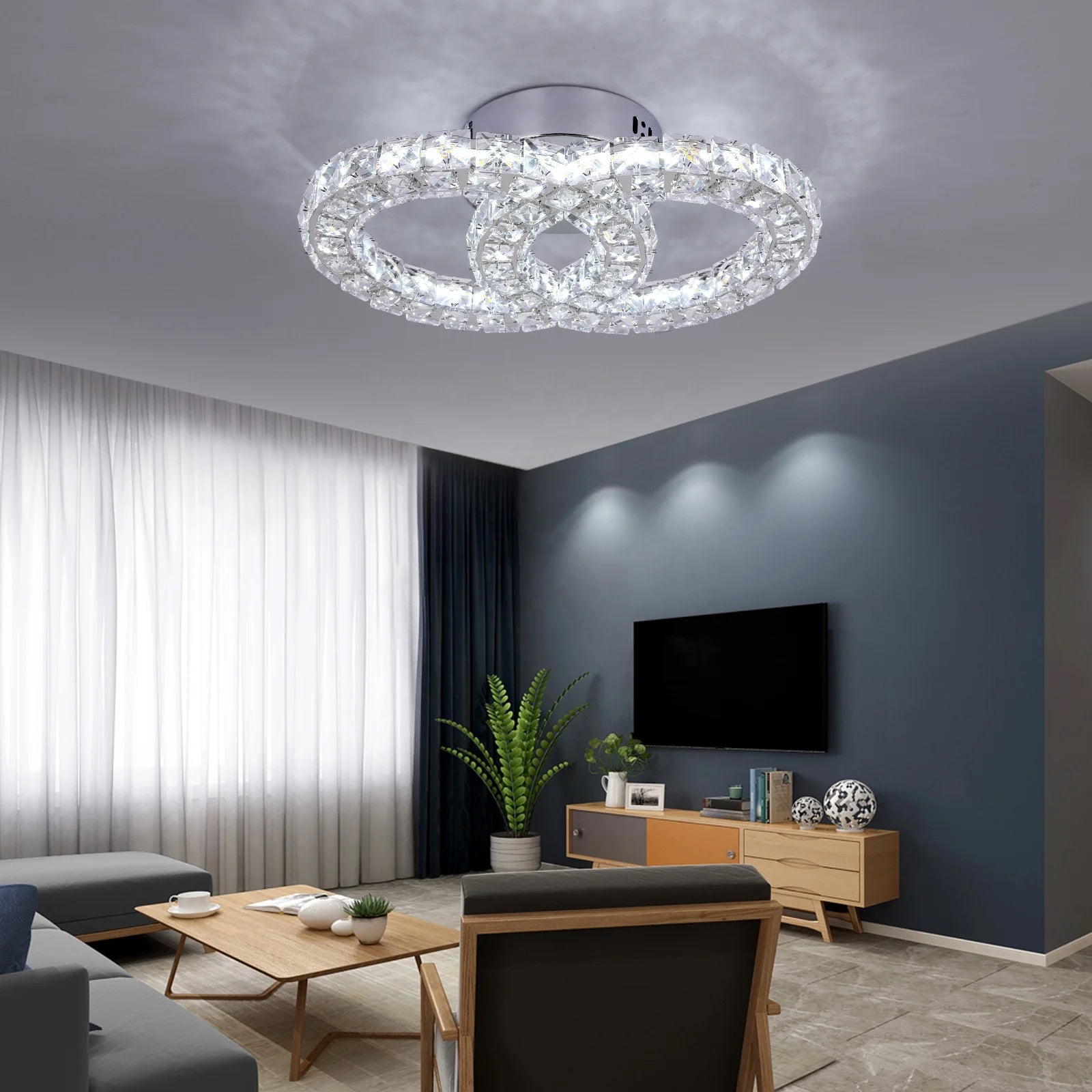 58W Warm White Changeable Light Modern LED Crystal Ceiling Lamp Lights