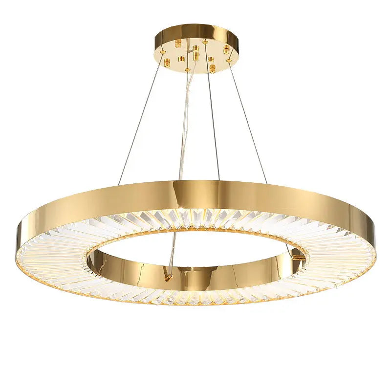 3 Rings Modern Crystal LED Chandelier Light Stainless Steel Round