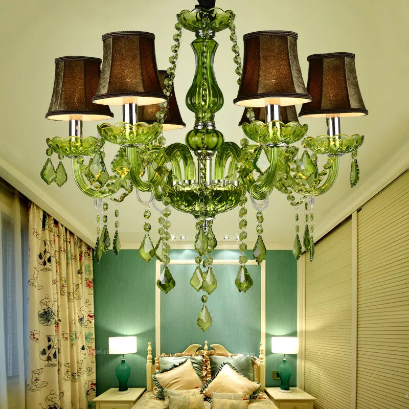 Luxury green color modern crystal ceiling pendant lighting