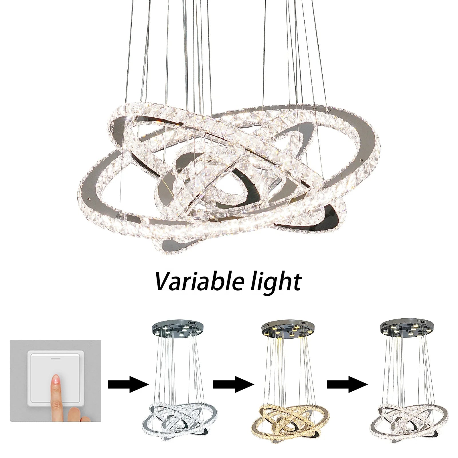 5 7 Ring DIY Modern Luxury K9 Villa Pendant Lighting Crystal Round