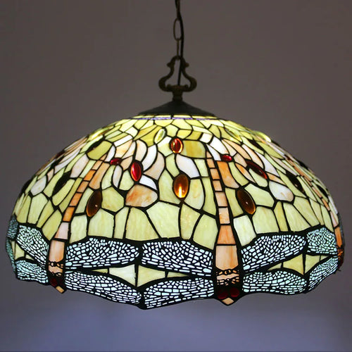 Tiffany-Style 3 Light Dragonfly Hanging Pendant Lamp with