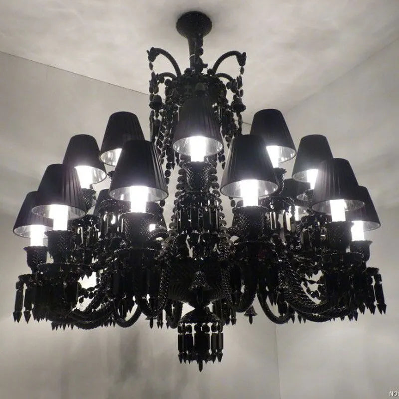 European Crystal Chandelier Black Dining Rooms Bedroom Lamp Luxury