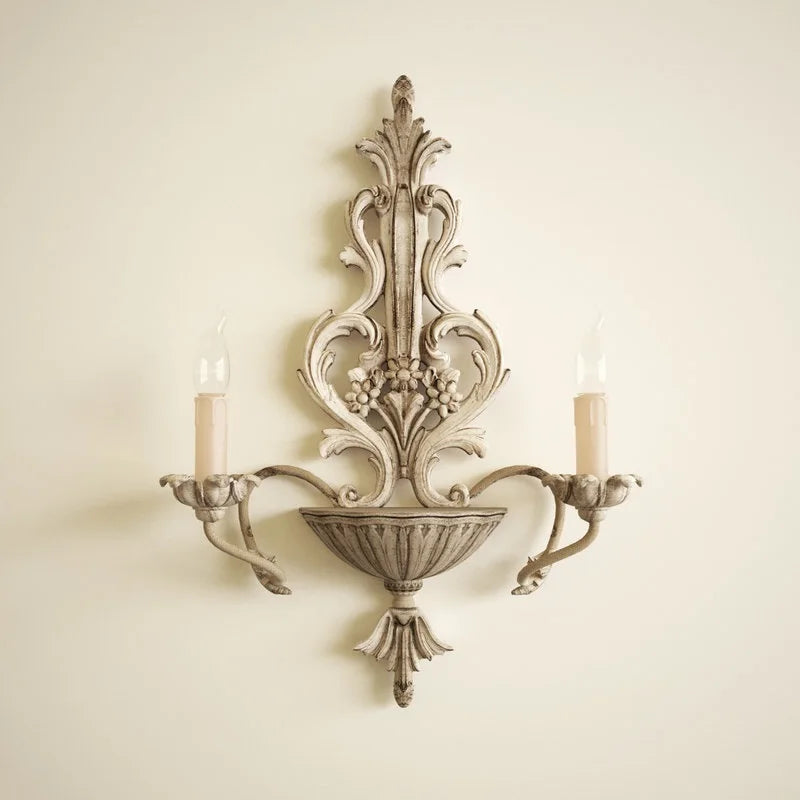 American Wall Lamp Country Retro Wooden Baroque Luxury Villa Living