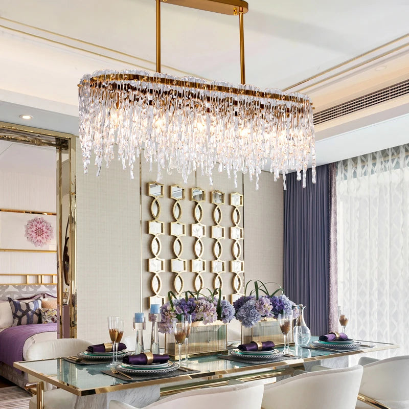 Modern Popular Fancy Luxury Rectangular Led Crystal Chandeliers For