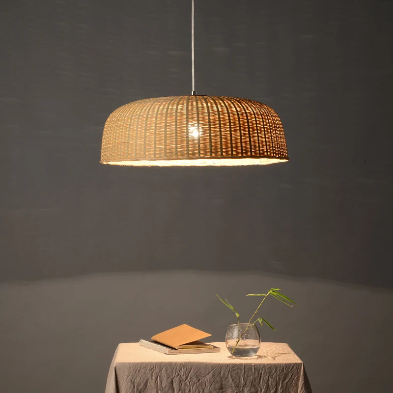 Delicate Hand Craft Bamboo Wicker Rattan Pendant Light Fixture Art