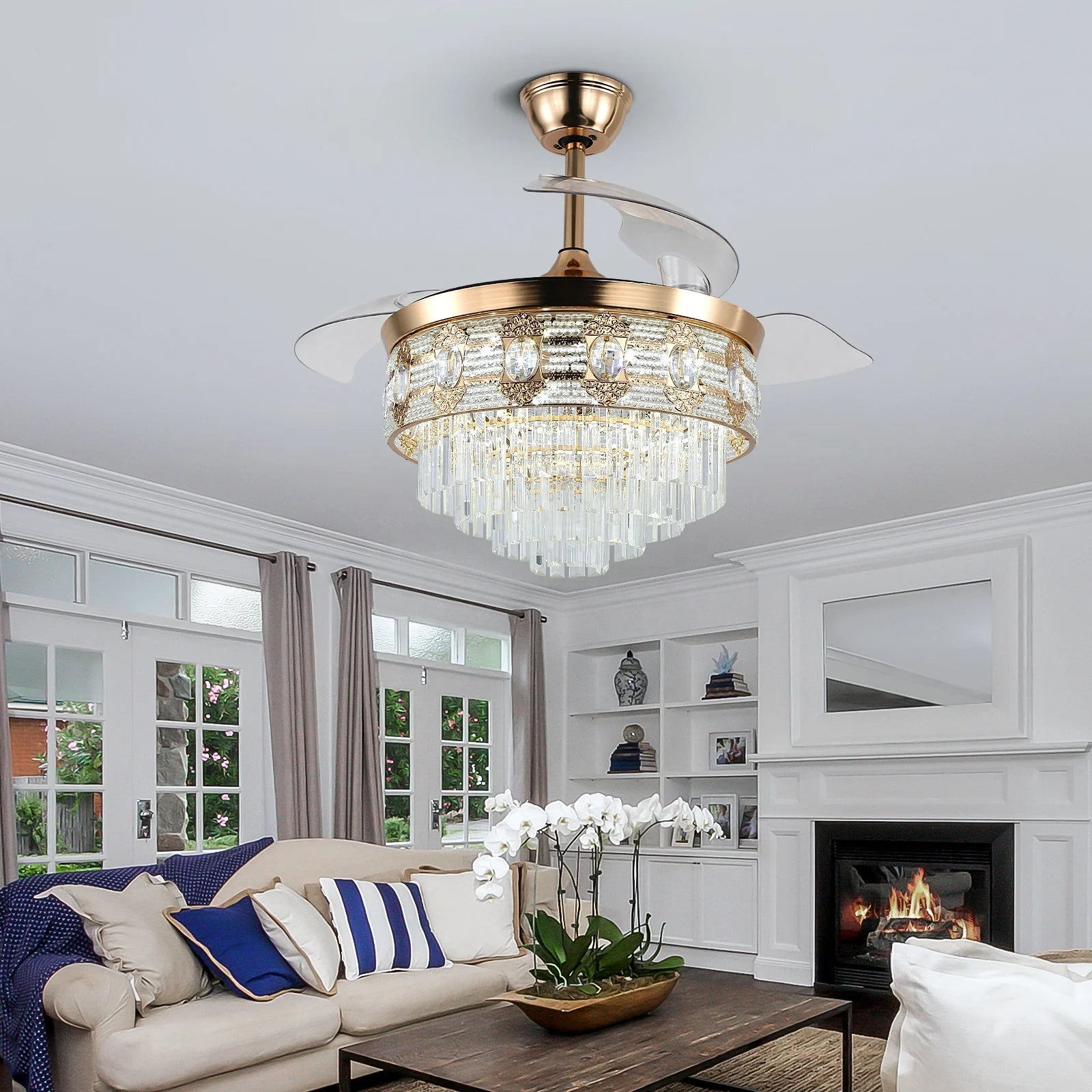 42 Inch Retractable Chandelier Led