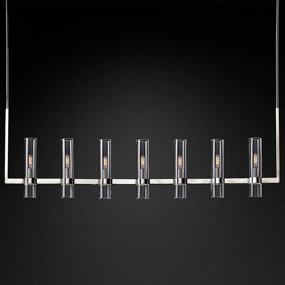 Retro LED Pendant Lights Modern Linear Stainless Steel Crystal Gold