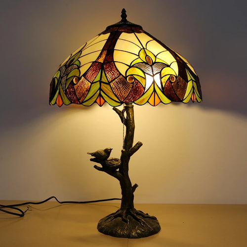 European style Stained Glass Tiffany bird table lamp