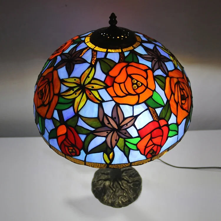 Tiffany Style Stained Glass Lampshade Desk Lamps Rose