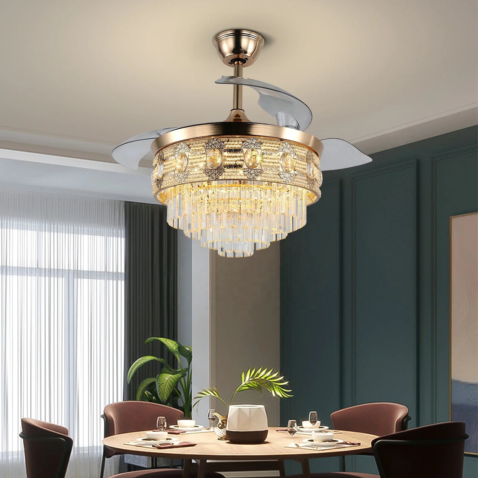 42 Inch Retractable Chandelier Led