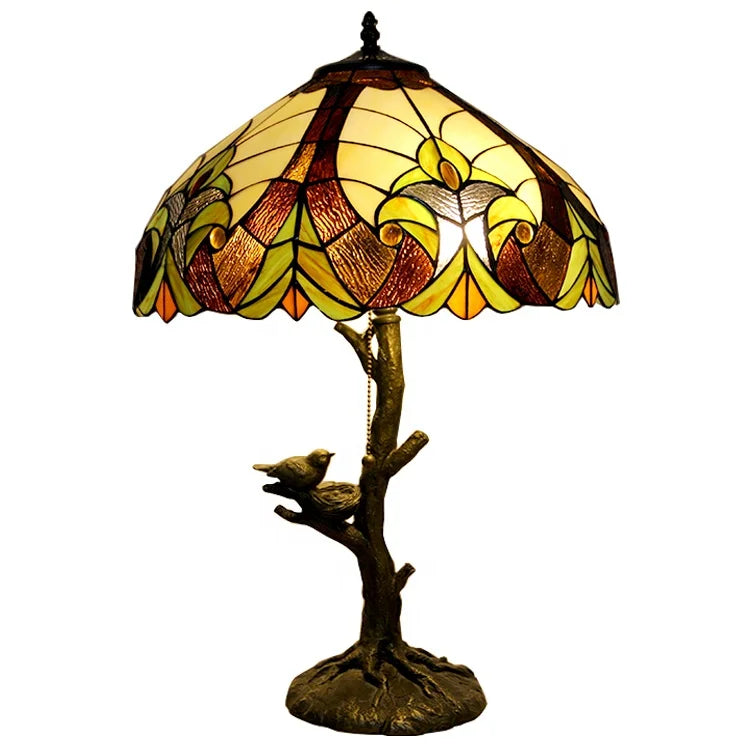 European style Stained Glass Tiffany bird table lamp