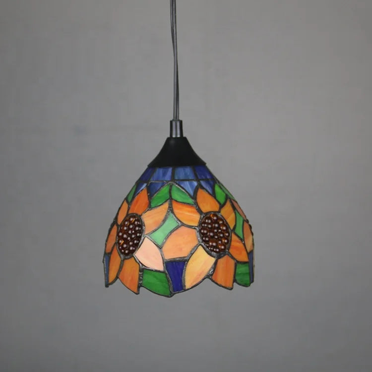 Tiffany Style Sunflower Pendant Lamp 6 Inches