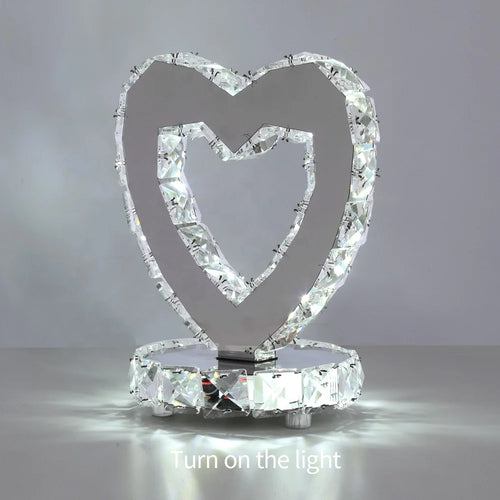 Heart Table Lamp Home Lighting Modern Chrome Table Light Crystal Table