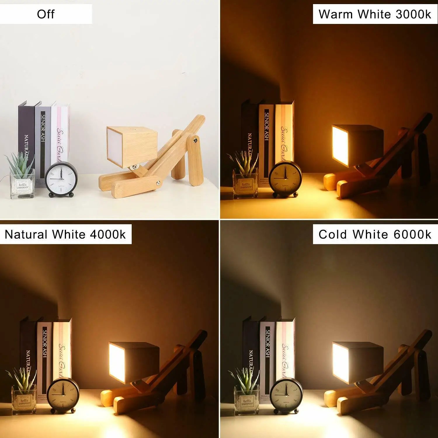 Modern Cute Dog Adjustable Wooden Dimmable Bedside Desk Lamp Touch